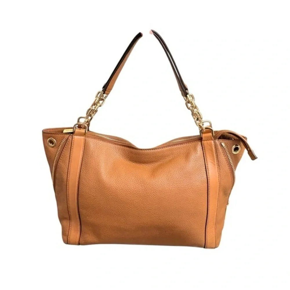 Michael kors brown leather expandable tote bag